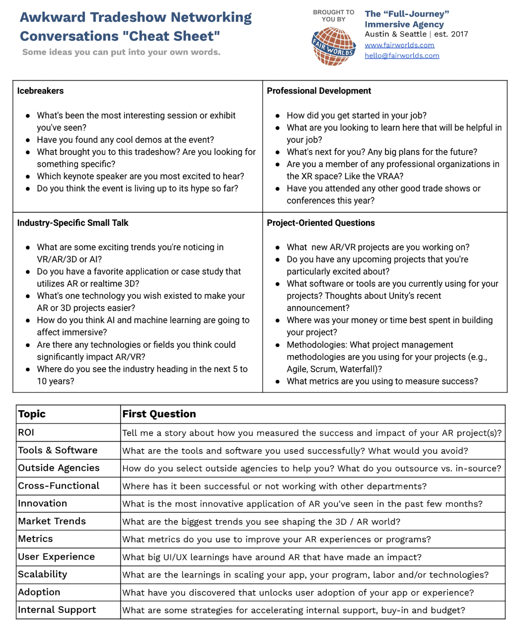 Tradeshow networking conversation starters